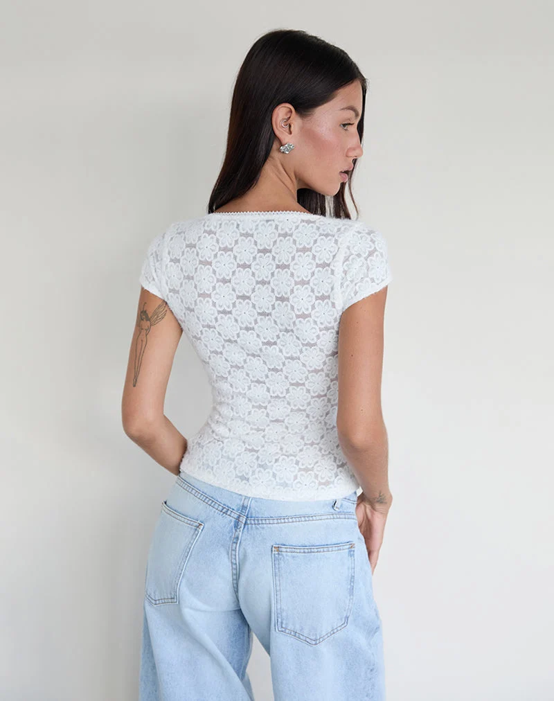 Sanjana Top aus Spitze Elfenbein