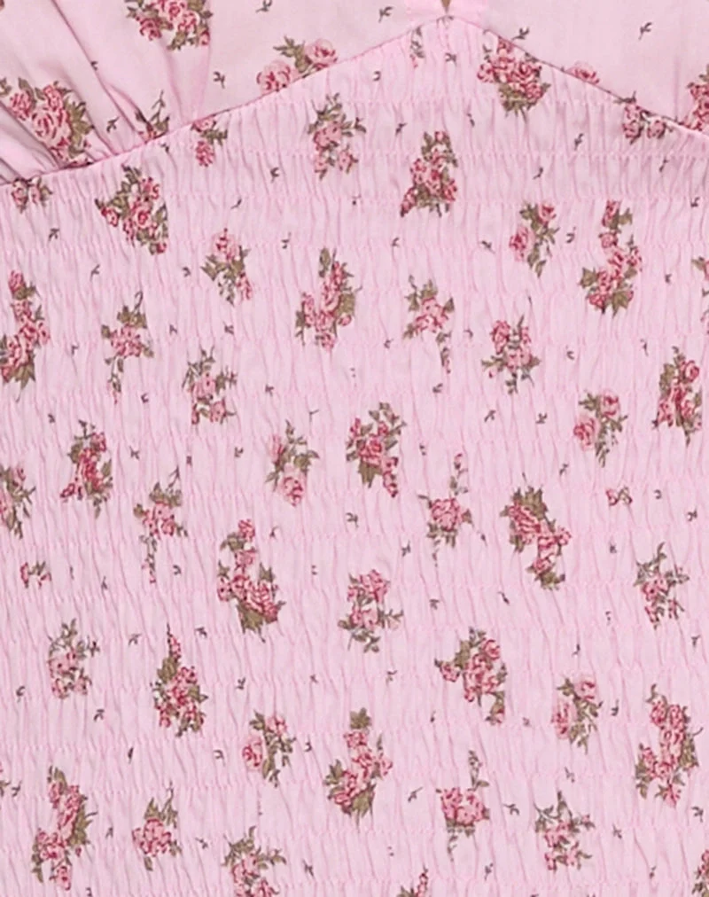 Valisa Top mit tiefem Rückenausschnitt in Floral Romance Pink