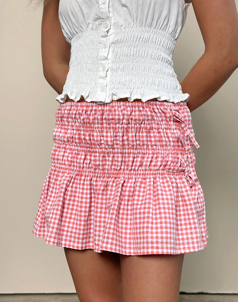 Rikako Minirock in Mini Gingham Pfirsich