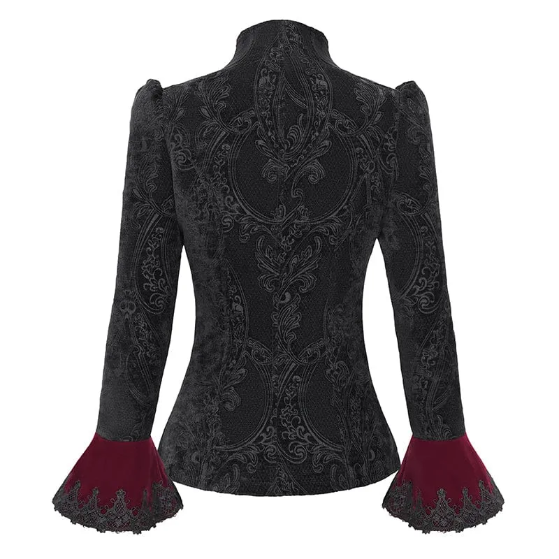 Gothic-Jacke mit Stehkragen und ausgestellten Ärmeln für Damen in Rot