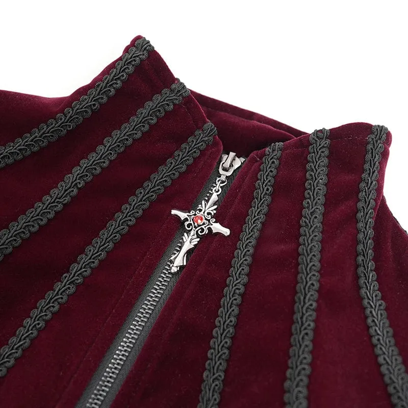 Gothic-Jacke mit Stehkragen und ausgestellten Ärmeln für Damen in Rot