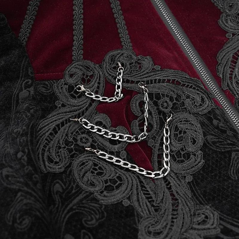 Gothic-Jacke mit Stehkragen und ausgestellten Ärmeln für Damen in Rot