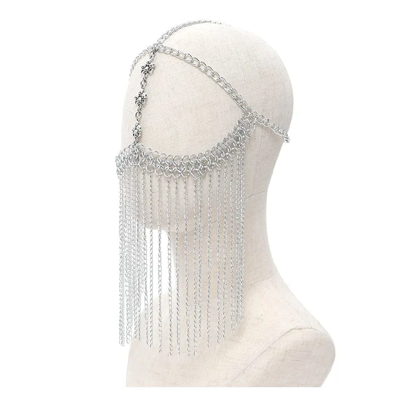 Gothic Kopfbedeckung mit Totenkopf und Quaste für Damen