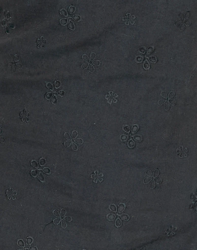 Belinda Minikleid aus Blumenbroderie Schwarz