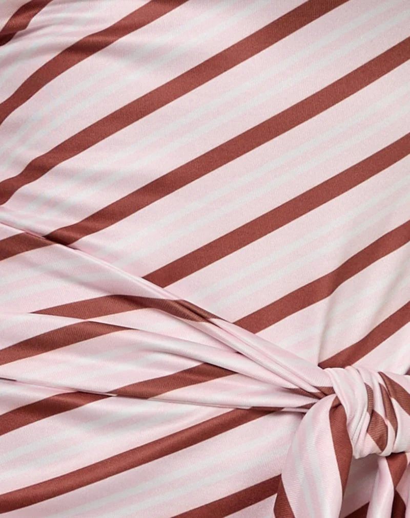 Uberta Asymmetrisches Oberteil mit Krawatte und diagonalen Streifen in Rosa