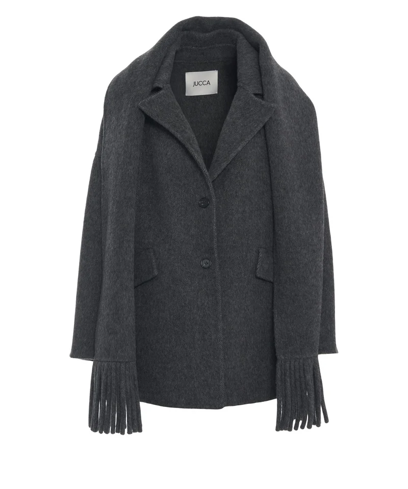 Cappotto corto con dettagli frange