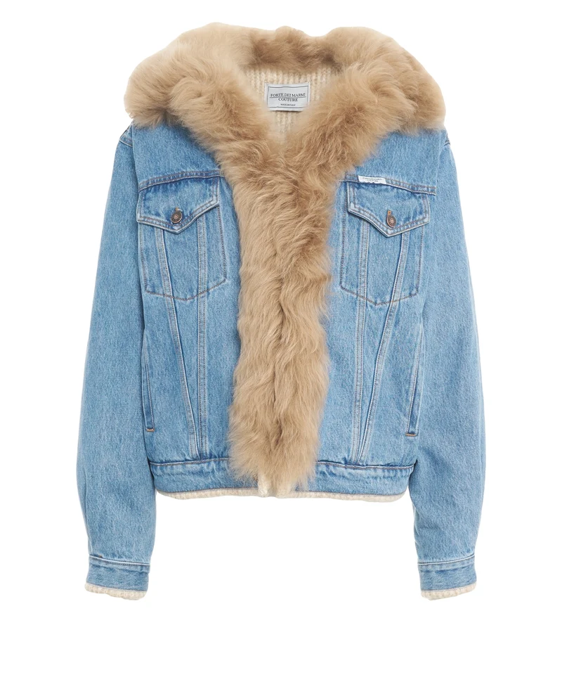 Giacca di jeans con pelliccia