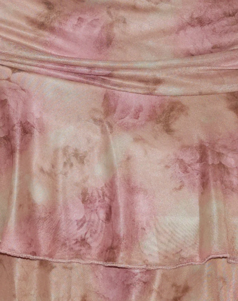 Teo Minirock in Smoky Floral Pfirsich
