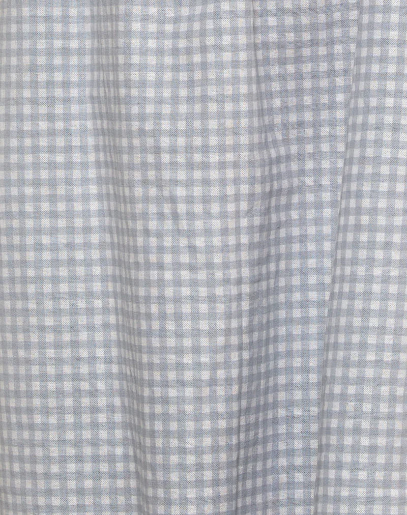 Kamalani-Kleid in Mini-Gingham Blau und Grau