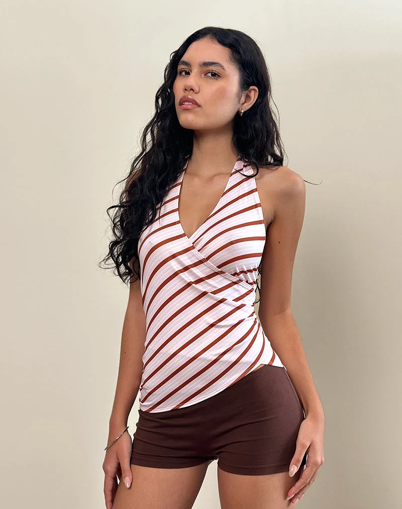 Fayez Top in Rosa mit diagonalen Streifen