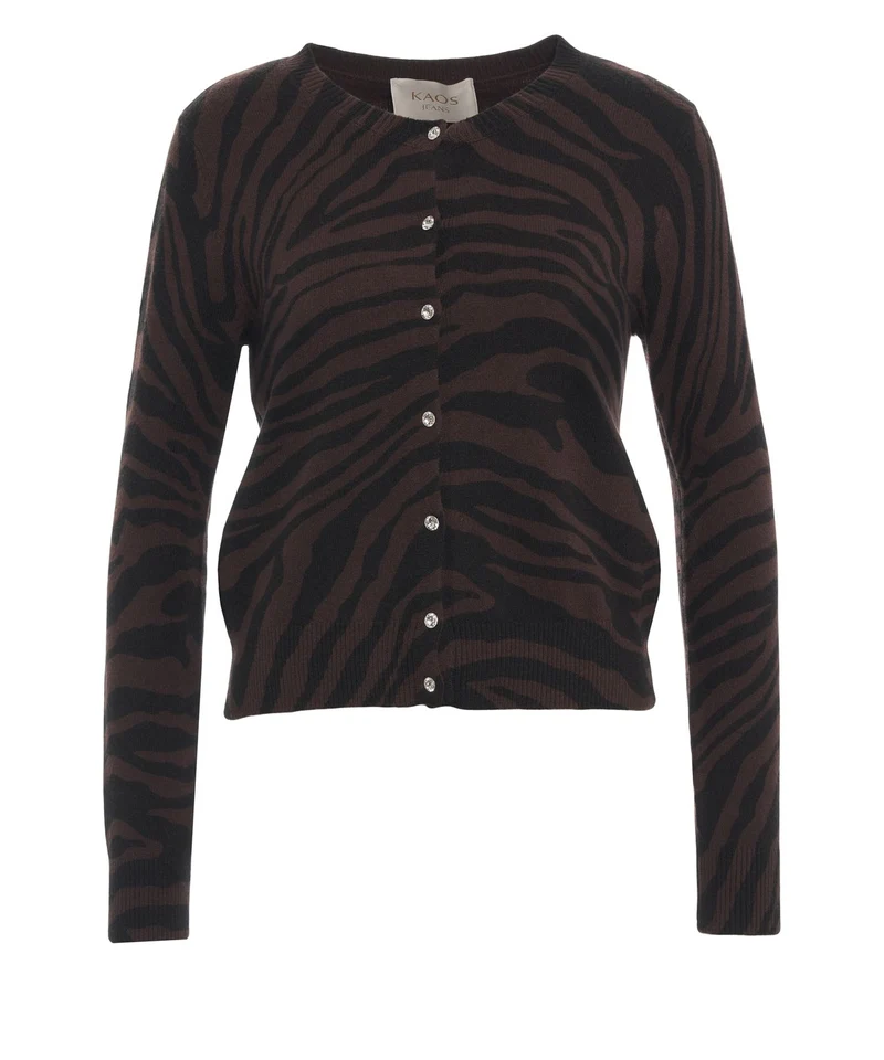 Cardigan con stampa animalier