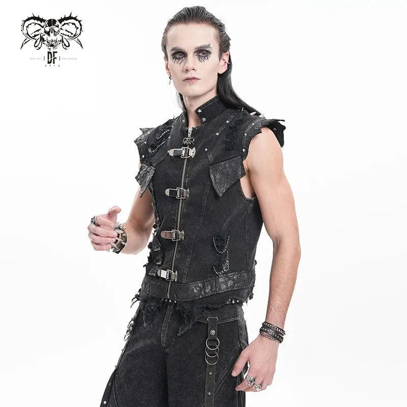 Gothic-Weste mit Nieten und Kettenringen für Herren