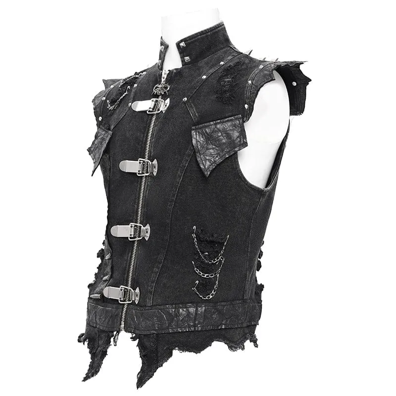 Gothic-Weste mit Nieten und Kettenringen für Herren