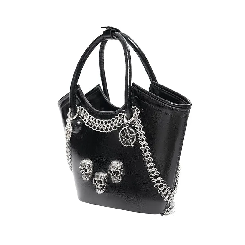 Damen Handtasche mit Punk-Totenkopf und Kette