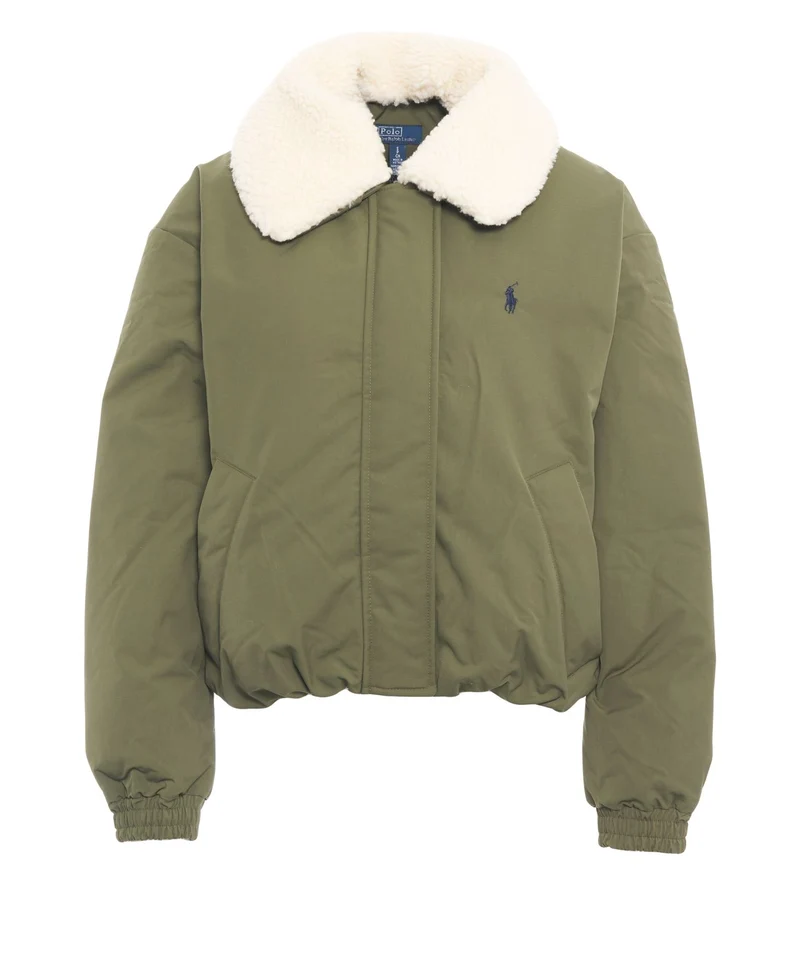 Giacca puffer con collo in ecopelliccia