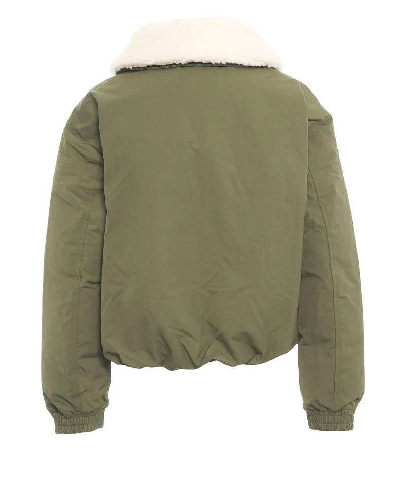 Giacca puffer con collo in ecopelliccia