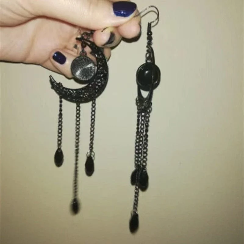 Gothic-Ohrringe mit schwarzem Mond im Tropfendesign für Damen