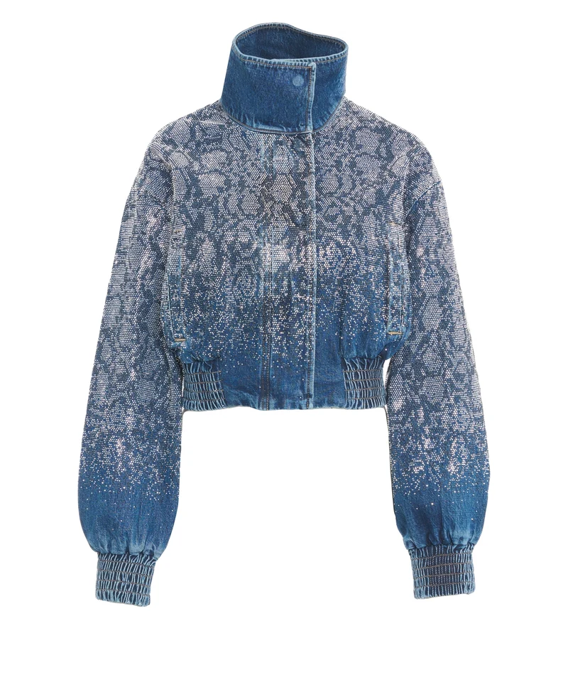Giacca di jeans con applicazione di strass