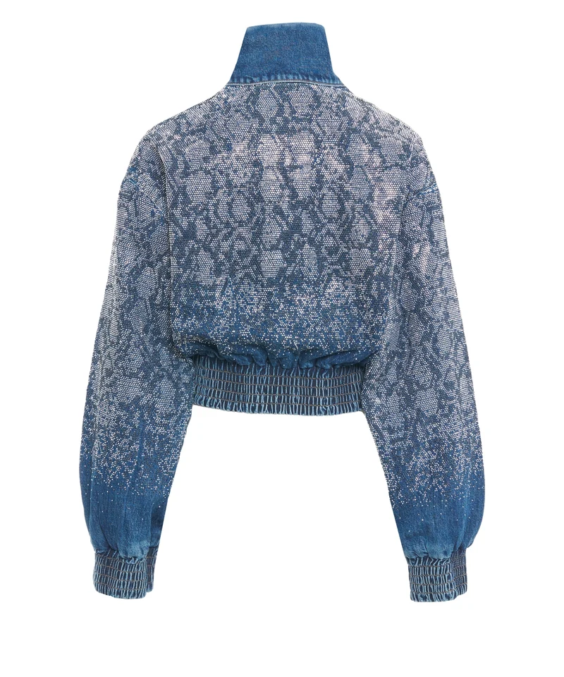 Giacca di jeans con applicazione di strass