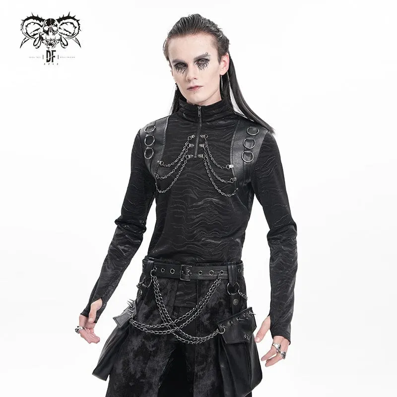 Gothic-Pullover mit Kettenringen und Stehkragen für Herren