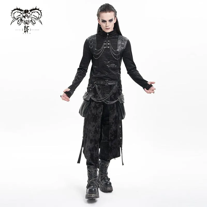 Gothic-Pullover mit Kettenringen und Stehkragen für Herren