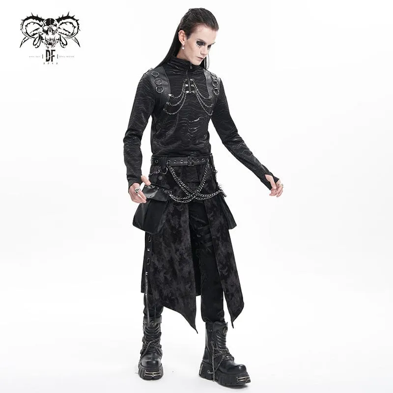 Gothic-Pullover mit Kettenringen und Stehkragen für Herren