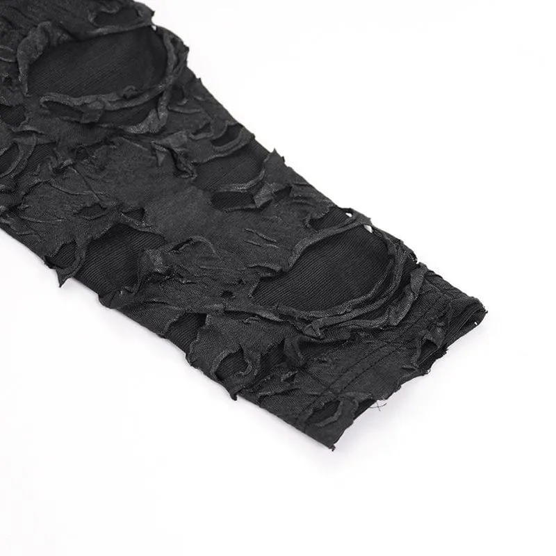 Zerrissene Gothic-Kapuzenpullover mit Schnürung und Nieten für Herren