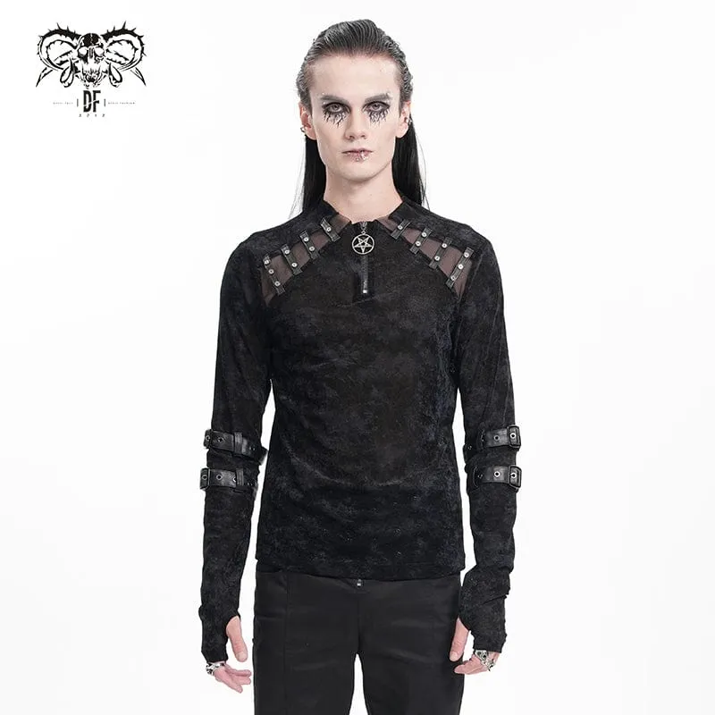 Gothic-Pullover mit Nieten und Schnalle für Herren