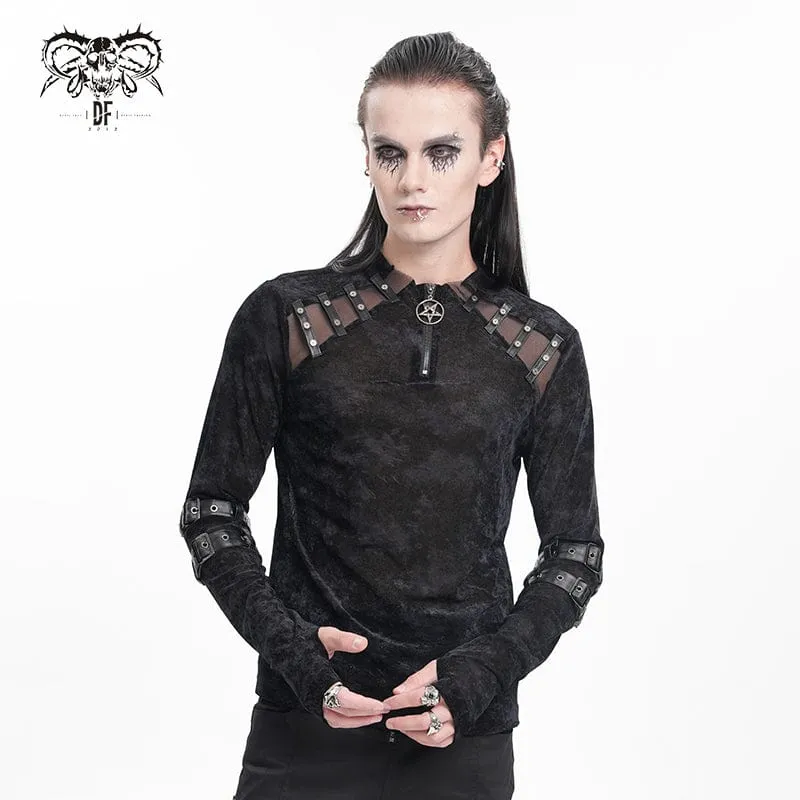 Gothic-Pullover mit Nieten und Schnalle für Herren