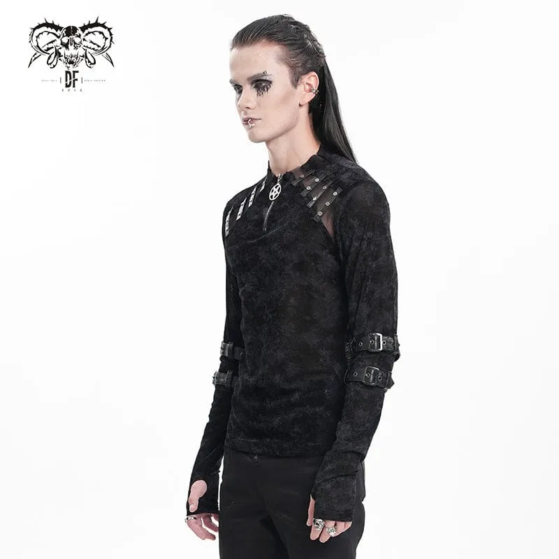 Gothic-Pullover mit Nieten und Schnalle für Herren