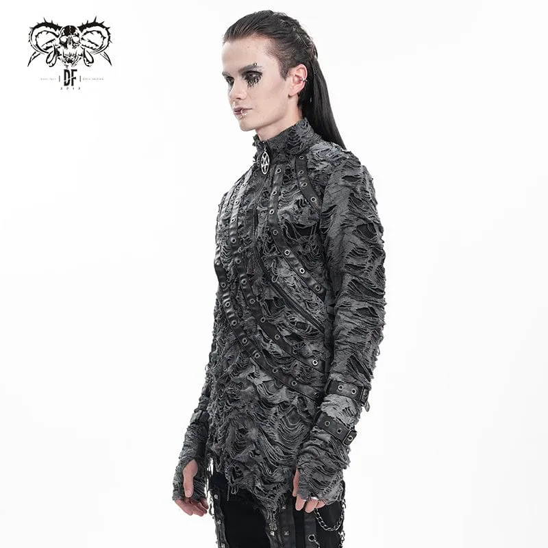 Gothic-Pullover mit zerrissenen Ösen für Herren