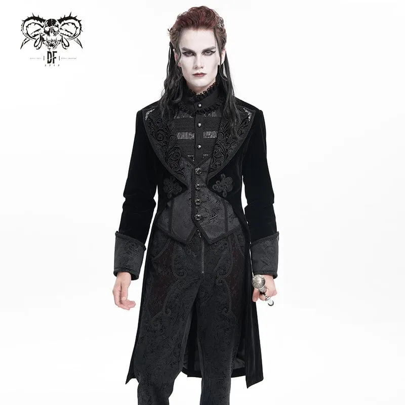 Gothic-Blumenjacke aus Samt mit Knöpfen für Herren
