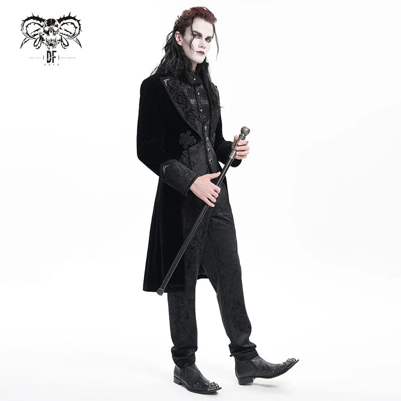 Gothic-Blumenjacke aus Samt mit Knöpfen für Herren