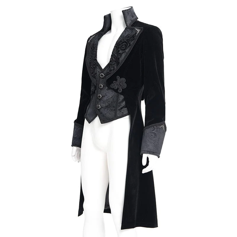 Gothic-Blumenjacke aus Samt mit Knöpfen für Herren