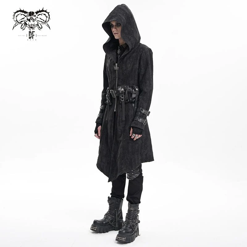 Gothic-Jacke mit Ösen und Kapuze für Herren