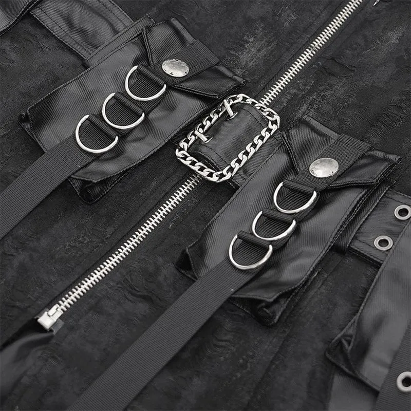 Gothic-Jacke mit Ösen und Kapuze für Herren