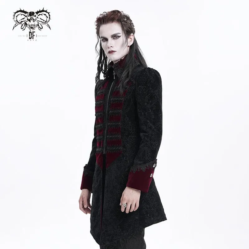 Herren Gothic Kreuz Häkeljacke Schwarz Rot