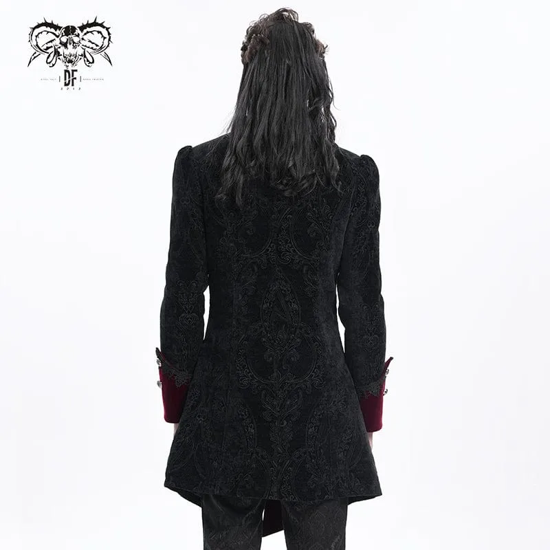 Herren Gothic Kreuz Häkeljacke Schwarz Rot