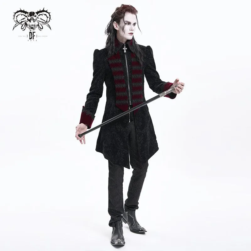 Herren Gothic Kreuz Häkeljacke Schwarz Rot