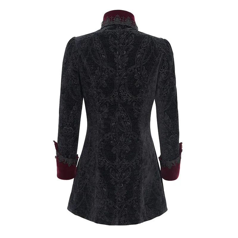 Herren Gothic Kreuz Häkeljacke Schwarz Rot
