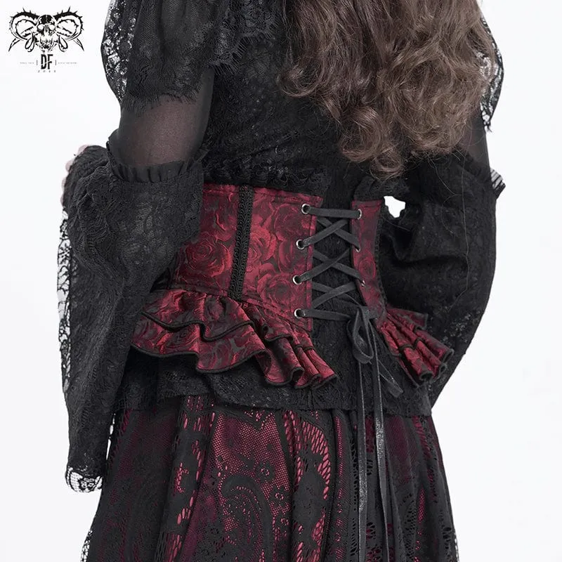 Gothic-Unterbrustkorsett mit Rüschen und Spitze für Damen, Rot