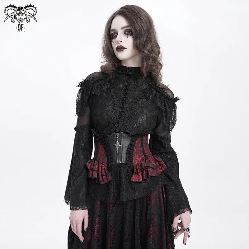 Gothic-Unterbrustkorsett mit Rüschen und Spitze für Damen, Rot