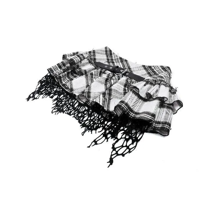 Damen Punk Mesh Splice Plaid Faltenrock