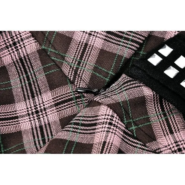 Damen Punk Faltenrock mit Schnallen
