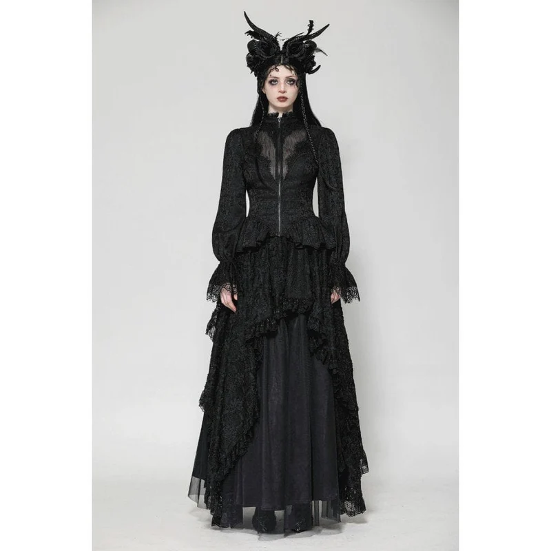 Gothic-Mantel mit Stehkragen und Schnürung für Damen