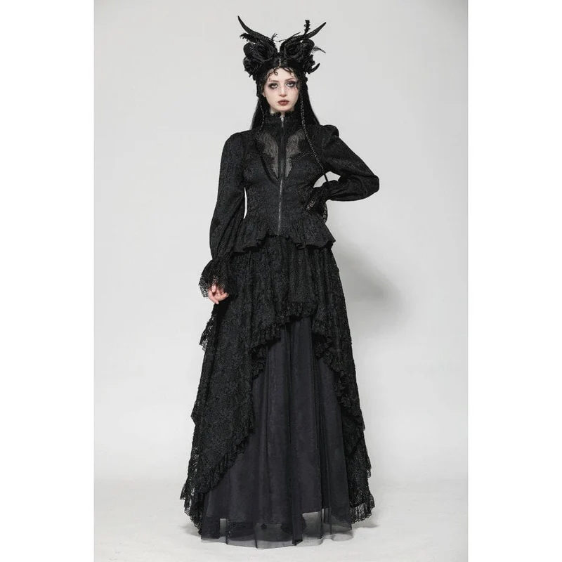 Gothic-Mantel mit Stehkragen und Schnürung für Damen