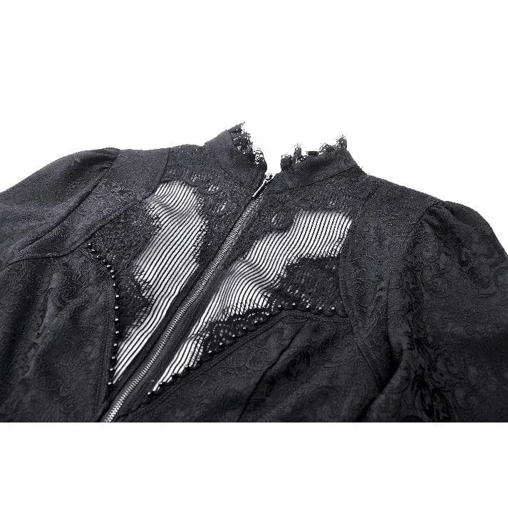 Gothic-Mantel mit Stehkragen und Schnürung für Damen