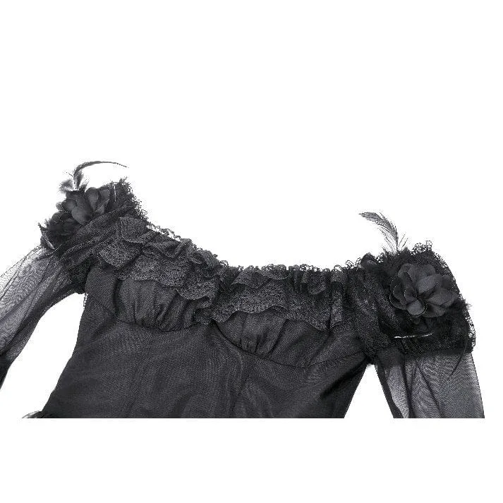 Gothic-Ballkleid für Damen mit schulterfreiem Spitzeneinsatz, ideal als Hochzeitskleid