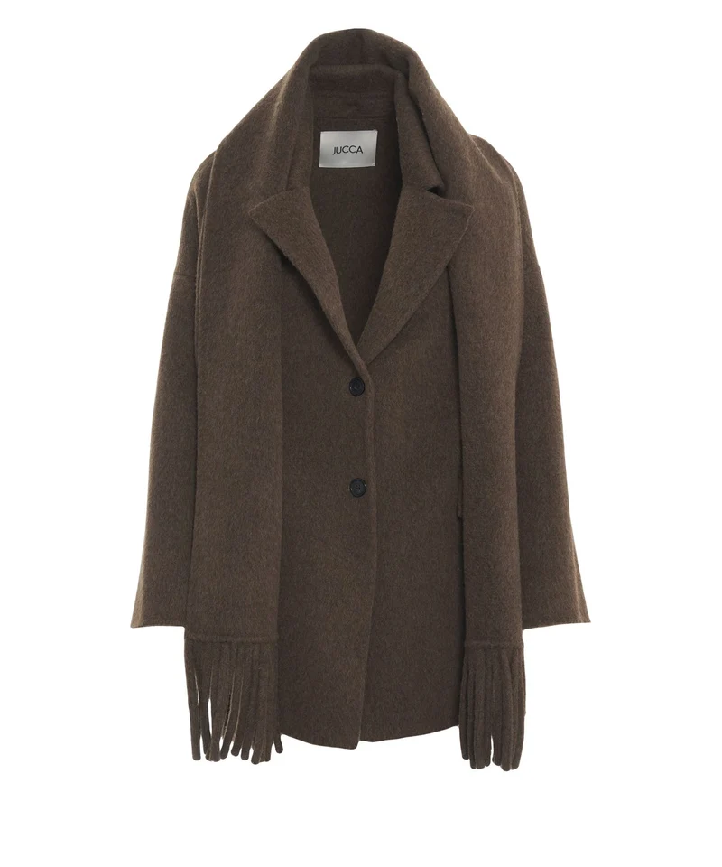 Cappotto corto con dettagli frange