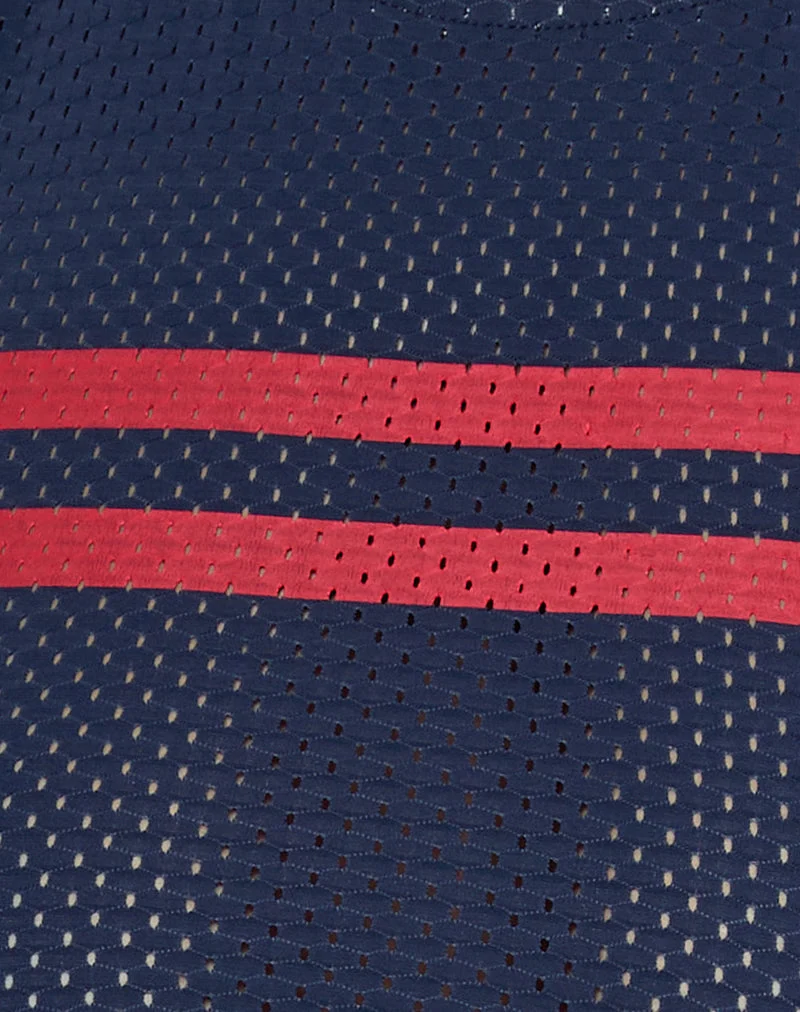 Monlo Top in Airtex Navy mit rotem Streifen